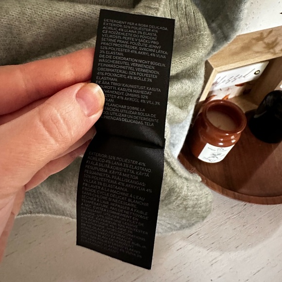 H&M Women’s Light Sage Embellished Boxy Crewneck Sweater - Picture 6 of 9